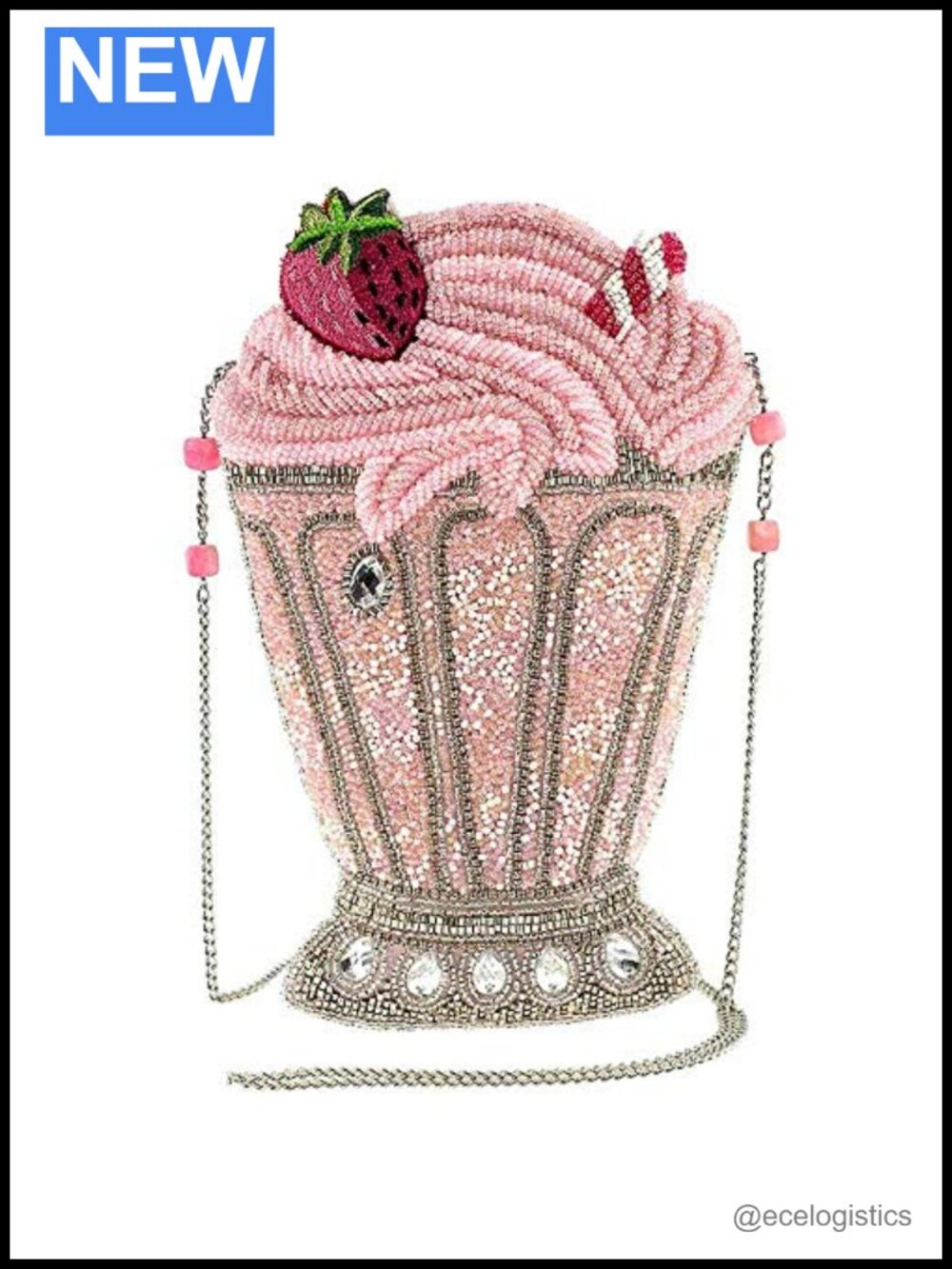 Mary Frances Beaded Crossbody Handbag Novelty Milkshake Purse